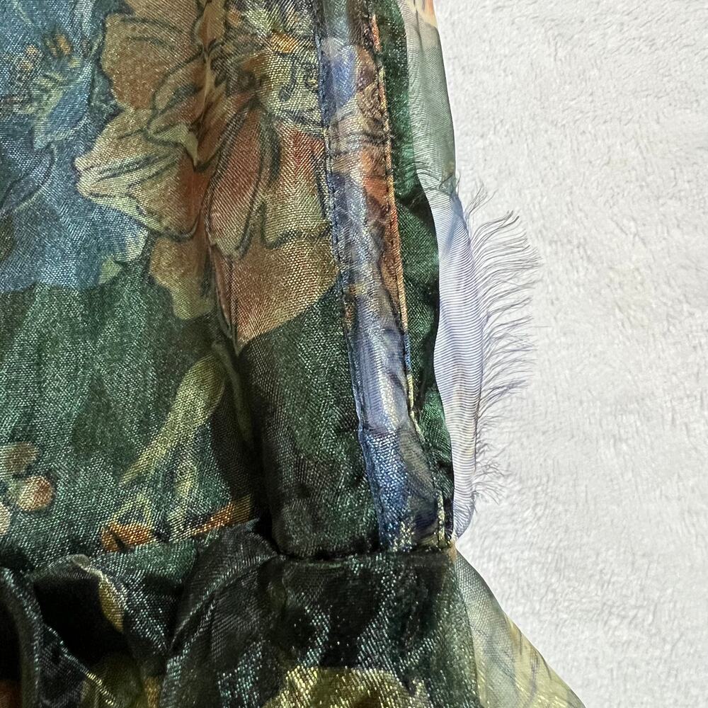 NEW Lulus Exclusive Glamour Green Floral Organza Tiered Maxi Dress Size 2X Boho - Picture 11 of 12
